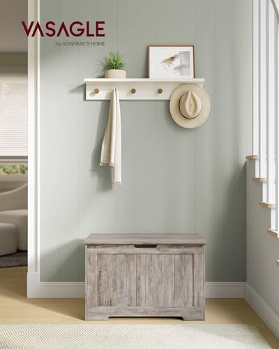 VASAGLE Storage Chest, 29.9 Inches Width Bench with 2 Safety Hinges