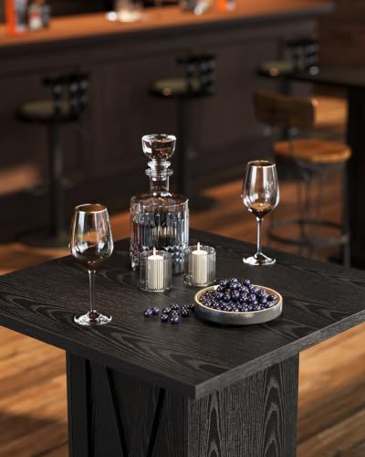 LITTLE TREE Bar Table with Storage Cabinet, 39.4" H Square High Top Pub ...