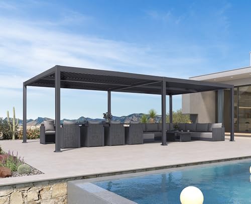 PURPLE LEAF Louvered Pergola 13' x 25' Large Pergola w/Independent Roof