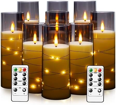 kakoya Flameless LED Candles with Timer 9 Pc Flickering Flameless Candles for...