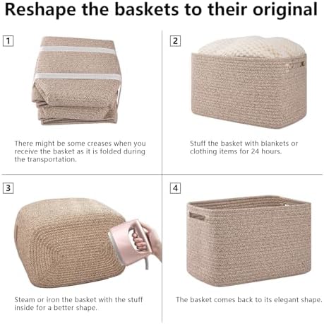 OIAHOMY 4 Pack Storage Baskets for Organizing 15L Cube Storage Bins Brown