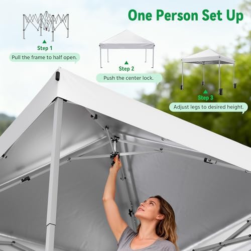 Driftalia 10x10 Pop Up Canopy Tent One-Push Center Lock, Portable Shelter