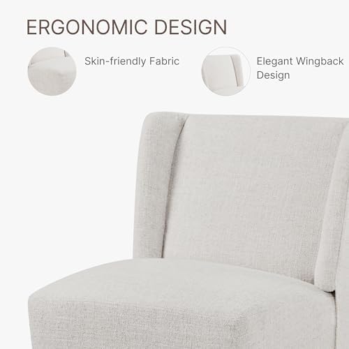 KISLOT Upholstered Dining Chairs Set of 4 with Casters, Light Beige