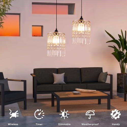TWINKVILLA Battery Operated Chandelier, 2Pack Hanging Gazebo Lights, Acrylic ...