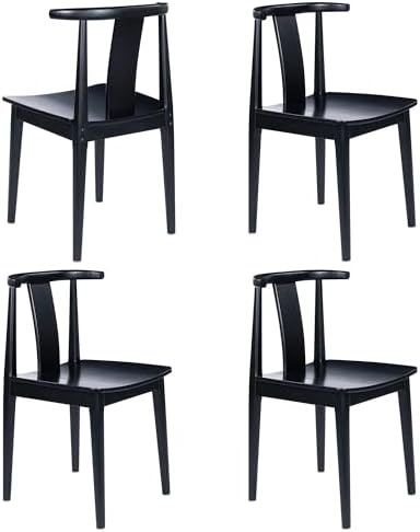 EYYTHUNG Wood Dining Chairs Set of 4, Farmhouse Kitchen Chairs with Curved Ba...