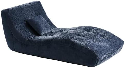 Chaise Lounge Chair with Curved Back, Modern Upholstered Recliner Sofa, Tufte...