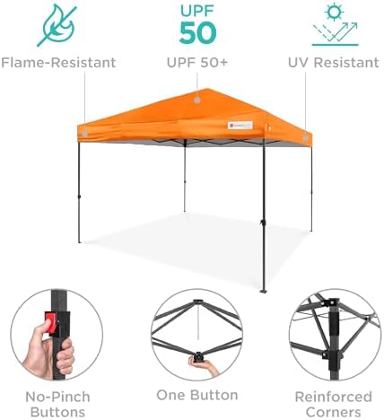 Best Choice Products 10x10 Pop Up Canopy Tent, EZ Setup, Orange