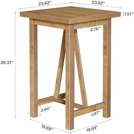 Tribesigns Square Bar Table, 39.4" Tall Counter Height Pub Table for Coc...