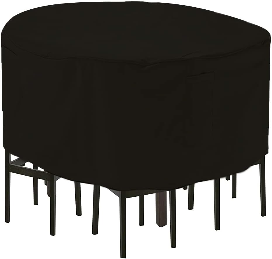 94 Inch Tall Round Patio Bar Height Table and Chair Set Cover Heavy Duty Wate...