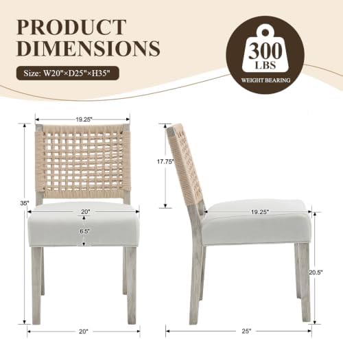 chairus upholstered Dining Chairs Set of 4, Boho Coastal Dining Room Chairs w...