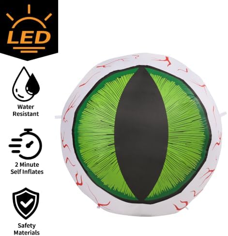 MUMTOP 4FT Halloween Outdoor Inflatable Eyeball Yard Decor with LED Lights