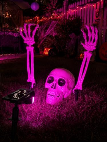 Solar Halloween Lights Outdoor with Skeleton Head and Hands