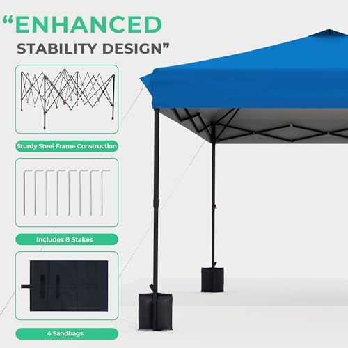 JEAREY 10x10 Pop Up Canopy Tent, Easy Up Outdoor Market Canopy, Royal-Blue