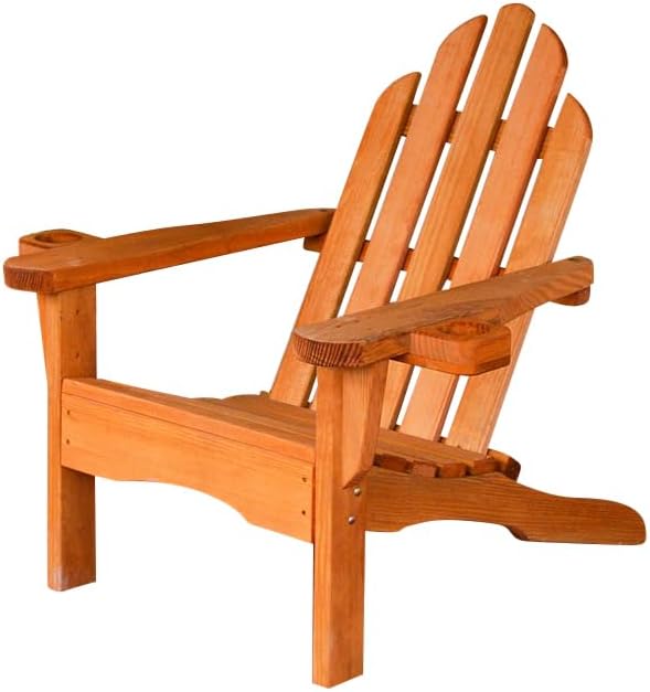 Amish Casual Heavy Duty Adirondack Chair with Cup Holders in Cedar Stain - Au...