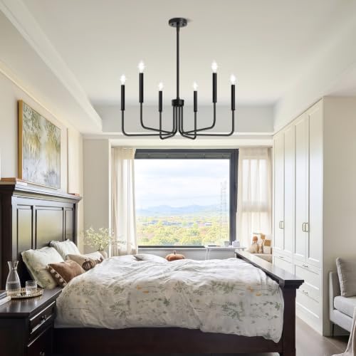 Black Chandelier, 6-Light Farmhouse Chandelier for Dining Room Lighting Fixtu...