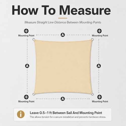 ShadeMart Heavy Duty 38' x 40' Beige Sun Shade Rectangle Pro Ring Cus...