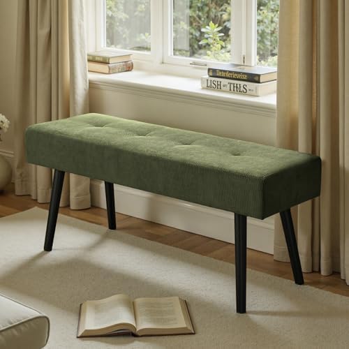 Comfy to go Entryway Bench - Green Bench for Bedroom, Modern Ottoman End of B...