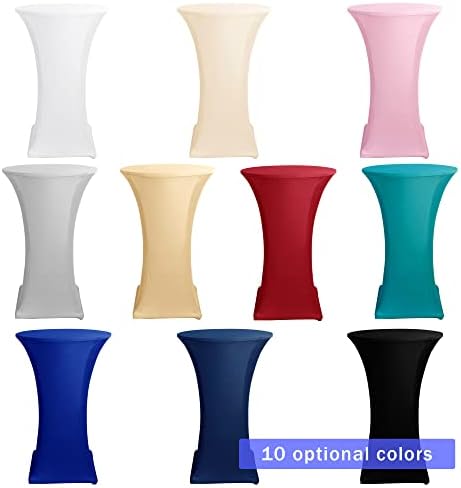 Spandex White Cocktail Table Covers for 30-32 Inch High Top Pub 6 Pack