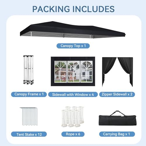 10x20 Pop Up Canopy Tent with Sidewalls, One-Push Instant Setup Waterproof Ou...