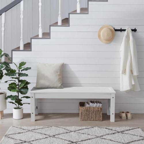 Psilvam 47" Backless Outdoor Bench for 2-Person, 700 LBS Capacity, White
