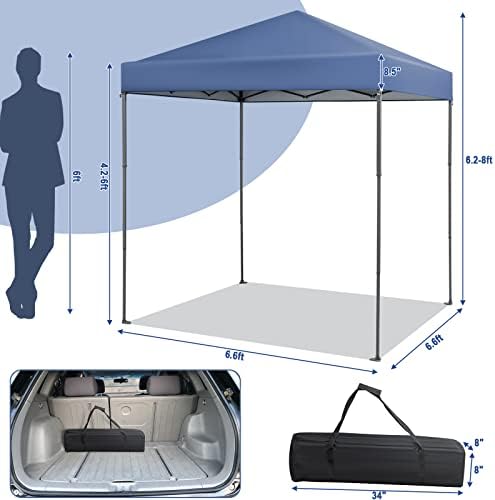 Tangkula 6.6x6.6 Ft Pop Up Canopy, 1 Person Instant Setup Canopy Tent with Ce...
