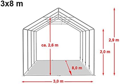 TOOLPORT 10x26 ft PVC 750 N Party Tent, Ground Frame, White
