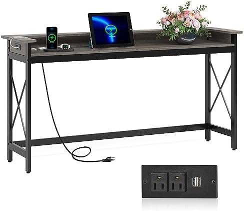 Tribesigns Sofa Table with Outlets and USB Ports, 70.9 inch Extra Long Consol...