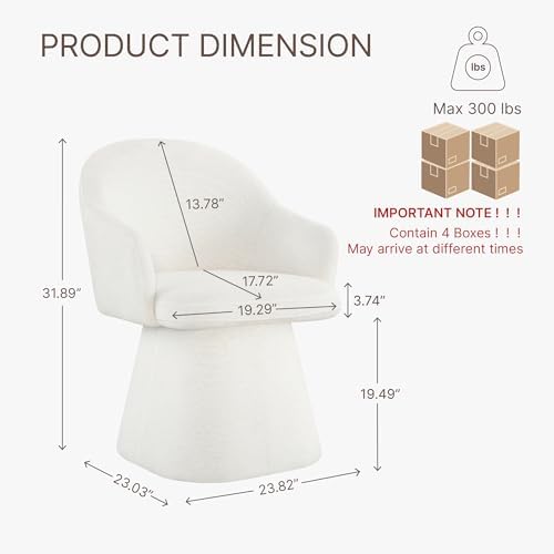 KISLOT Swivel Dining Chairs Set of 4, Upholstered Modern Barrel Dining Chairs...