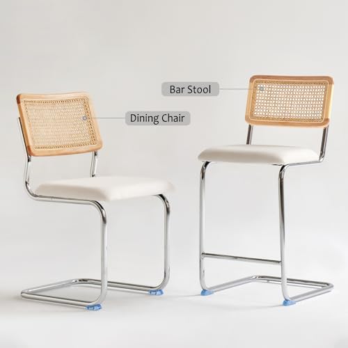 GrandNoor Natural Rattan Counter Height Stools Set of 2 with Solid Wood Back,...