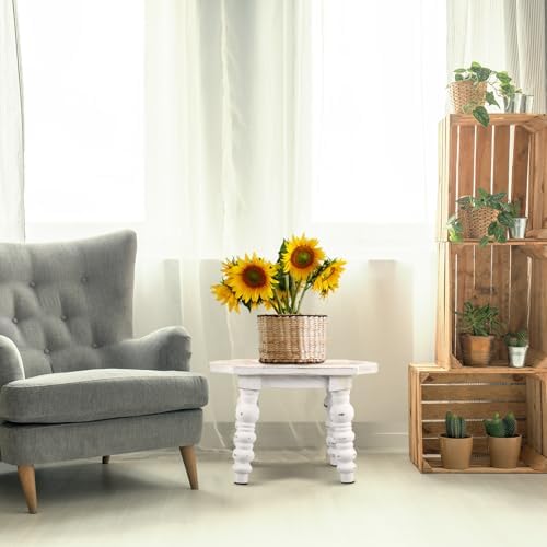 Reallnaive 2 Pack Wooden Foot Stool Vintage Farmhouse Small Plant Stand