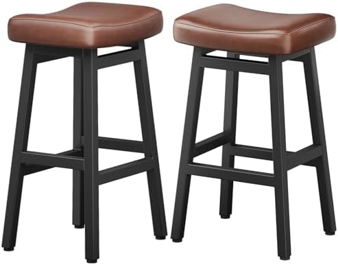 Raynesys 29 Inche Bonded Leather Counter Height Bar Stools Set of 2 Curved