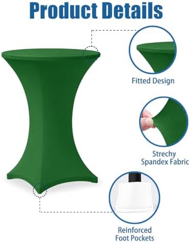 Cocktail Table Covers - 6 Pack 32x43 Inch Table Cloth - Green