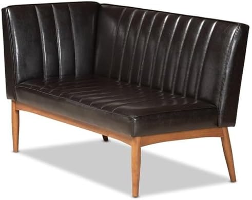 Baxton Studio Daymond Mid-Century Modern Dark Brown Faux Leather Upholstered ...