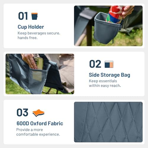 TIMBER RIDGE Hammock Camping Chair with Adjustable Backrest, Heavy Duty Foldi...