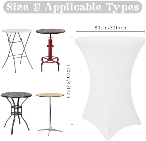 HAISIWLKJ 8 Pack Cocktail Table Covers 32x43 Inch Fitted Stretch Spandex Squa...