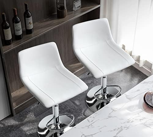 Finnhomy Bar Stools Modern PU Leather, Bar Stools Set of 2 Counter Height, Sw...