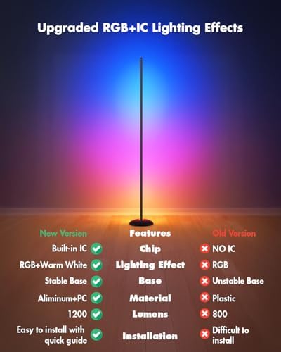 Corner Floor Lamp, Smart RGB LED Corner Lamps for Living Room