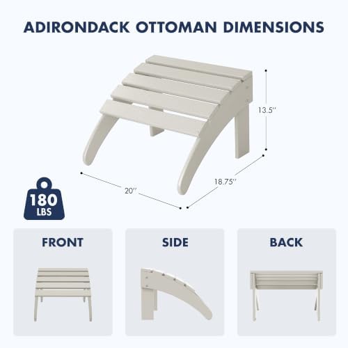 WO Home Furniture HDPE Folding Adirondack Ottoman, Sand