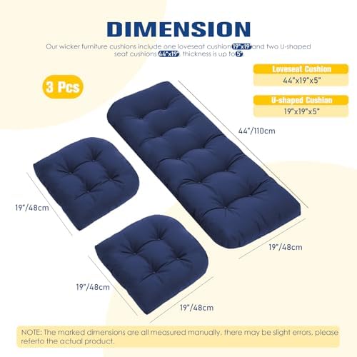 Outdoor Chair Cushions, Patio Wicker Furniture Seat Pads, Waterproof