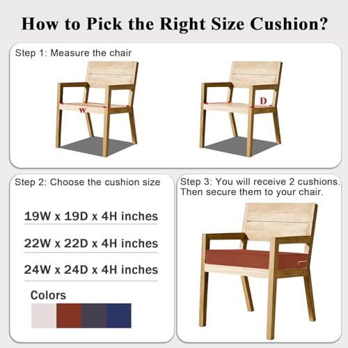 Outdoor Chair Cushions 22x22x4 Inch, Waterproof Spice Patio Furniture Cushion...