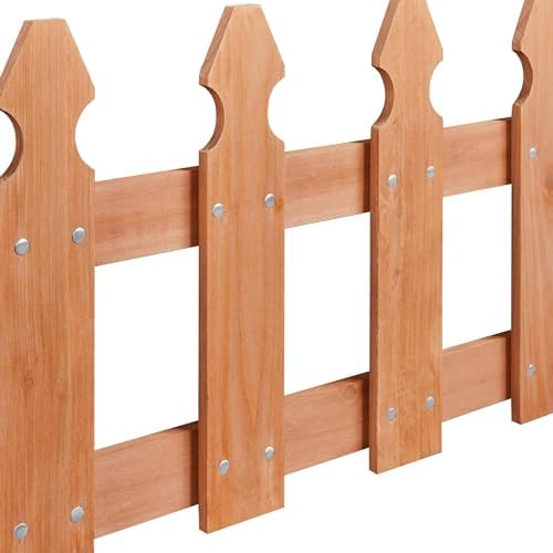 Topeakmart 177.5in Picket Fence for Garden, Wooden Fence Panels,Light Brown