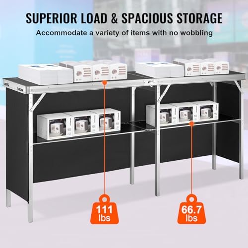VEVOR Extra Long Folding Portable Bar Tradeshow Podium Table for Indoor, Outd...