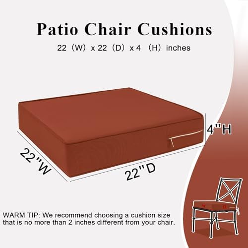 Outdoor Chair Cushions 22x22x4 Inch, Waterproof Spice Patio Furniture Cushion...
