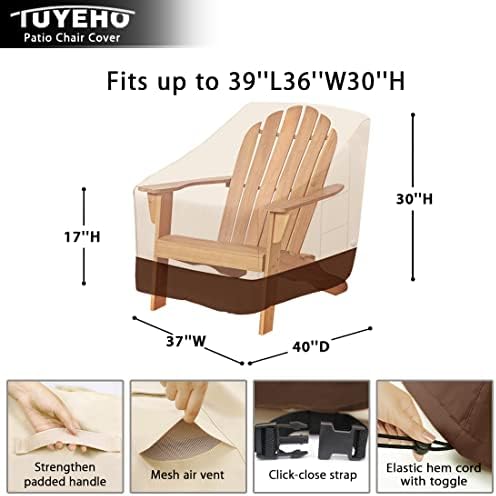 Tuyeho 900D Adirondack Patio Chair Cover 40x37x30 Outdoor Waterproof