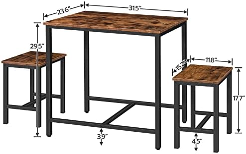 HOOBRO 3-Piece Industrial Dining Table Set, Kitchen Table, Space Saving Dinet...