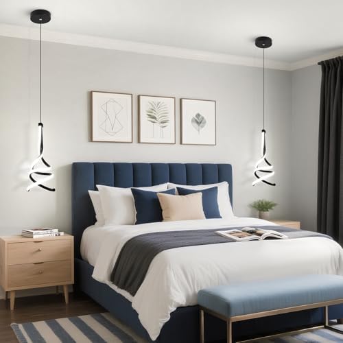 EIDISUNY 2 Pack Modern Pendant Light, Spiral LED Pendant Light Fixture, 4500K...