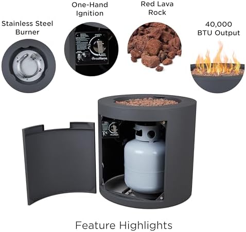 Real Flame Aegean 24" Round Propane Gas Fire Pit Table with Hidden Tank,...