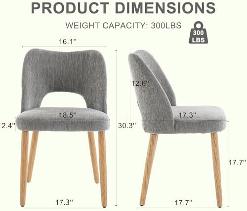 Modern Dining Chairs Set of 2, Upholstered Fabric Kitchen Chairs with Butterf...