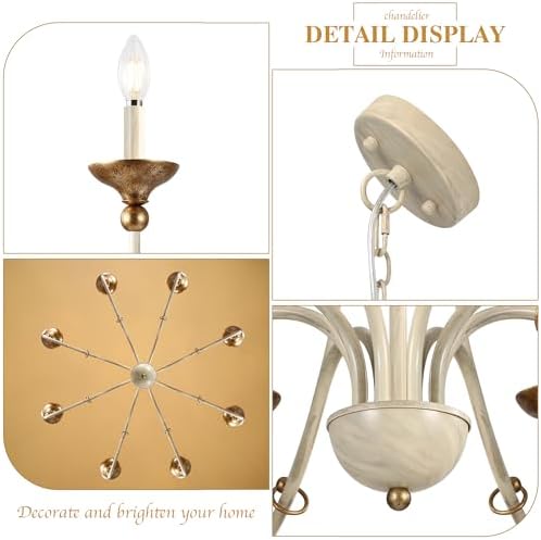 37.4" Large French Country Chandelier, 8-Light Farmhouse Chandelier for ...