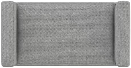 SIMPLIHOME Scott 29" Wide Linen Fabric Rectangle Ottoman in Pewter Grey
